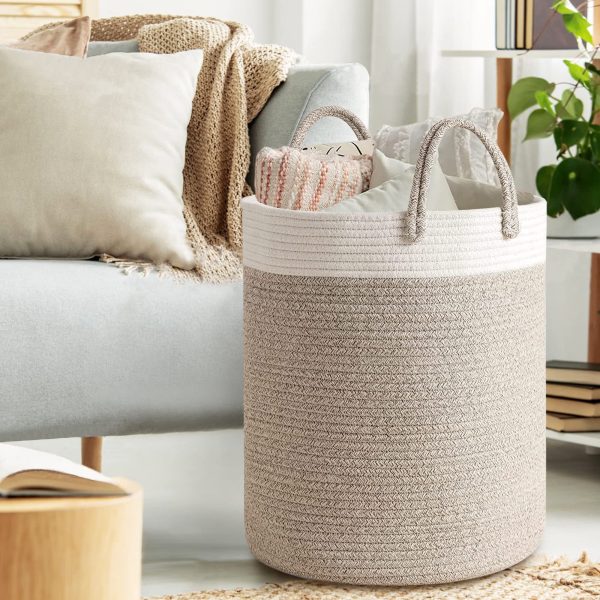 Large Tall Woven Rope Storage Laundry Basket