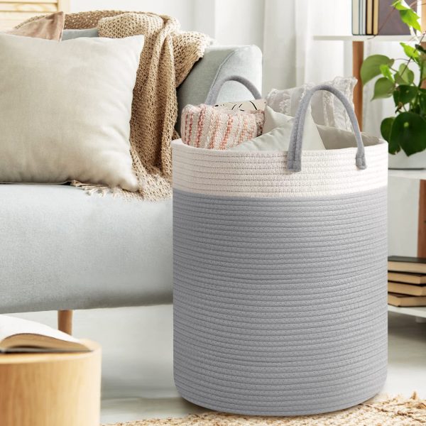 Large Tall Woven Rope Storage Laundry Basket