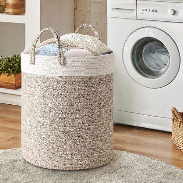 Large Tall Woven Rope Storage Laundry Basket