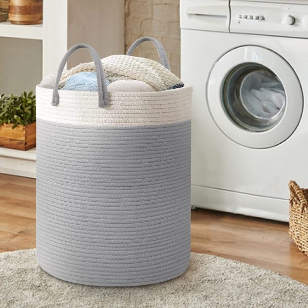 Large Tall Woven Rope Storage Laundry Basket