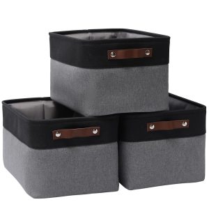 3 Pack Large Foldable Fabric Storage Haundry Baskets