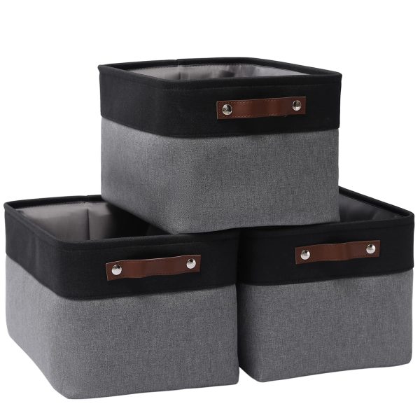 3 Pack Large Foldable Fabric Storage Haundry Baskets