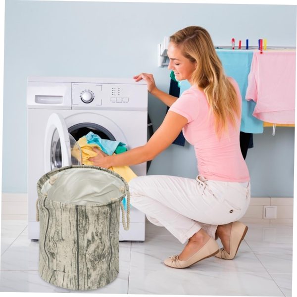 Wooden Pile Pattern Laundry Basket