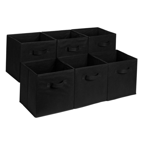 6 Pack Basics Collapsible Fabric Storage Cube Laundry Baskets