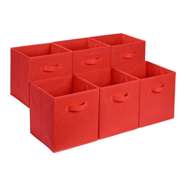 6 Pack Basics Collapsible Fabric Storage Cube Laundry Baskets