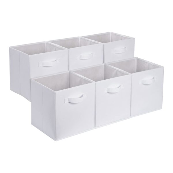 6 Pack Basics Collapsible Fabric Storage Cube Laundry Baskets