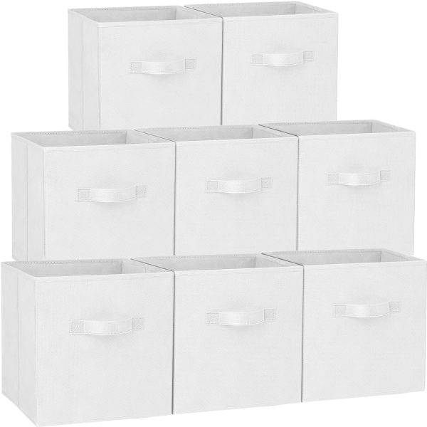 8 Pack Large Cube Fabric Collapsible Clothes Storage Laundry Baskets