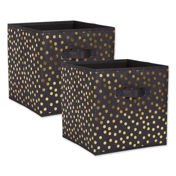 2 Piece Collapsible Polka Dot Storage Laundry Baskets