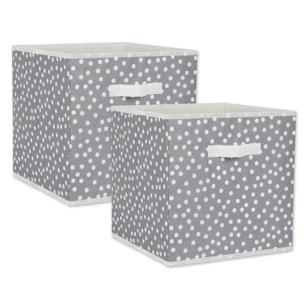 2 Piece Collapsible Polka Dot Storage Laundry Baskets