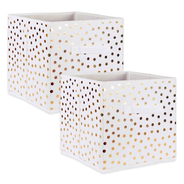 2 Piece Collapsible Polka Dot Storage Laundry Baskets