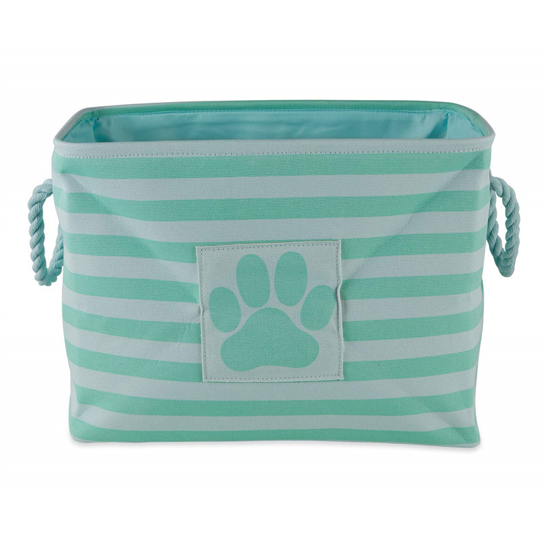 Small Rectangle Pet Striped Paw Laundry Basket