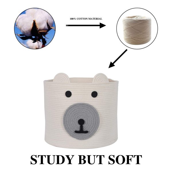 Cute Bear Design Cotton Rope Storage Laundry Basket