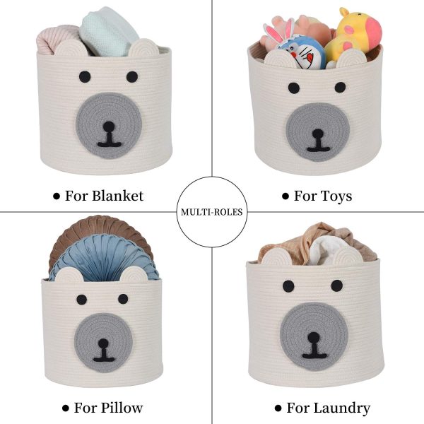 Cute Bear Design Cotton Rope Storage Laundry Basket