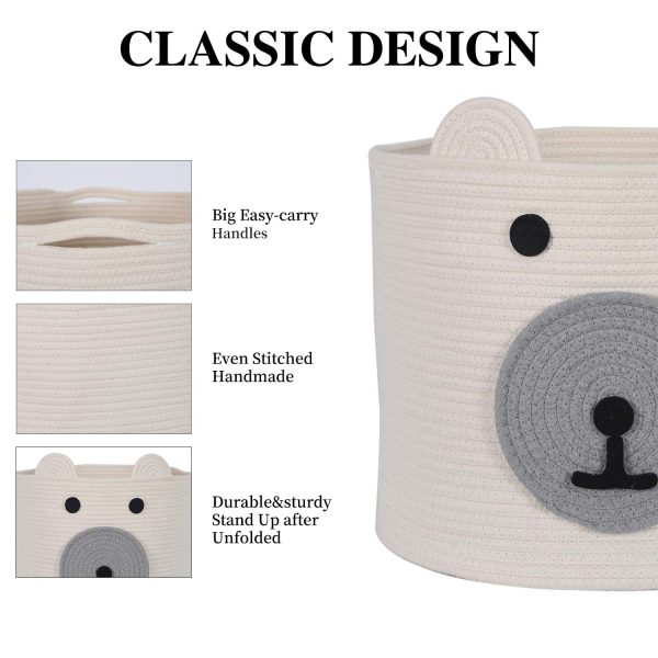 Cute Bear Design Cotton Rope Storage Laundry Basket