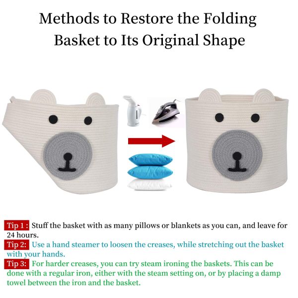 Cute Bear Design Cotton Rope Storage Laundry Basket