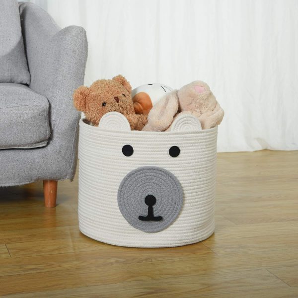 Cute Bear Design Cotton Rope Storage Laundry Basket