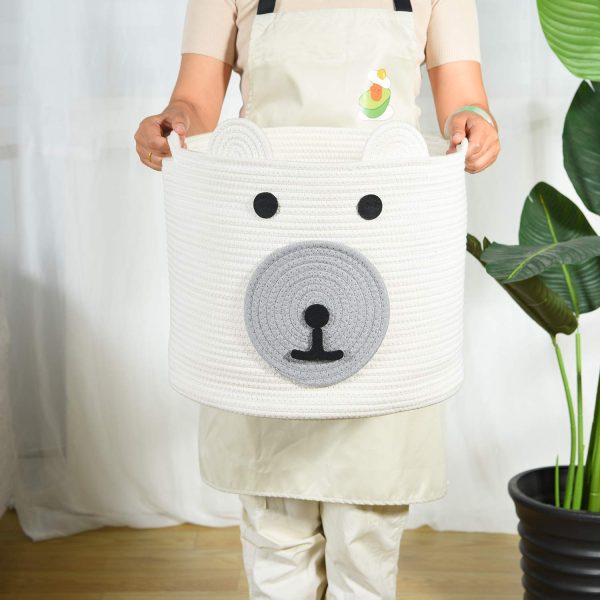 Cute Bear Design Cotton Rope Storage Laundry Basket