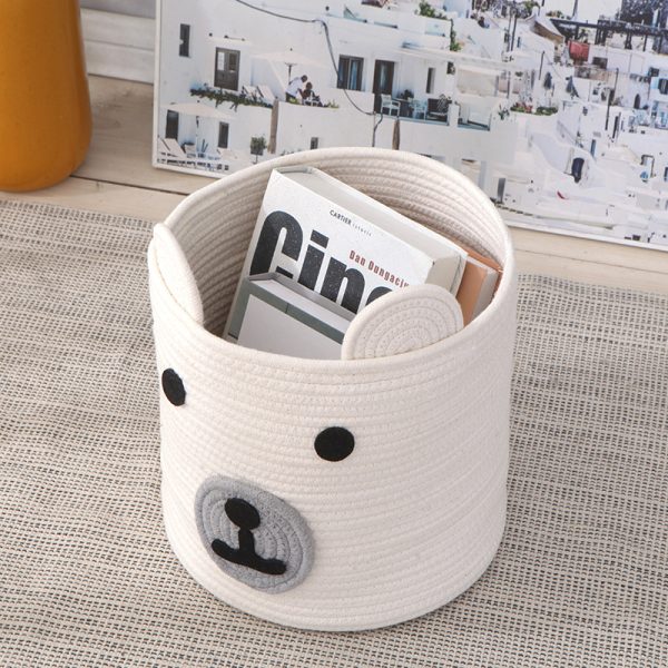 Cute Bear Design Cotton Rope Storage Laundry Basket