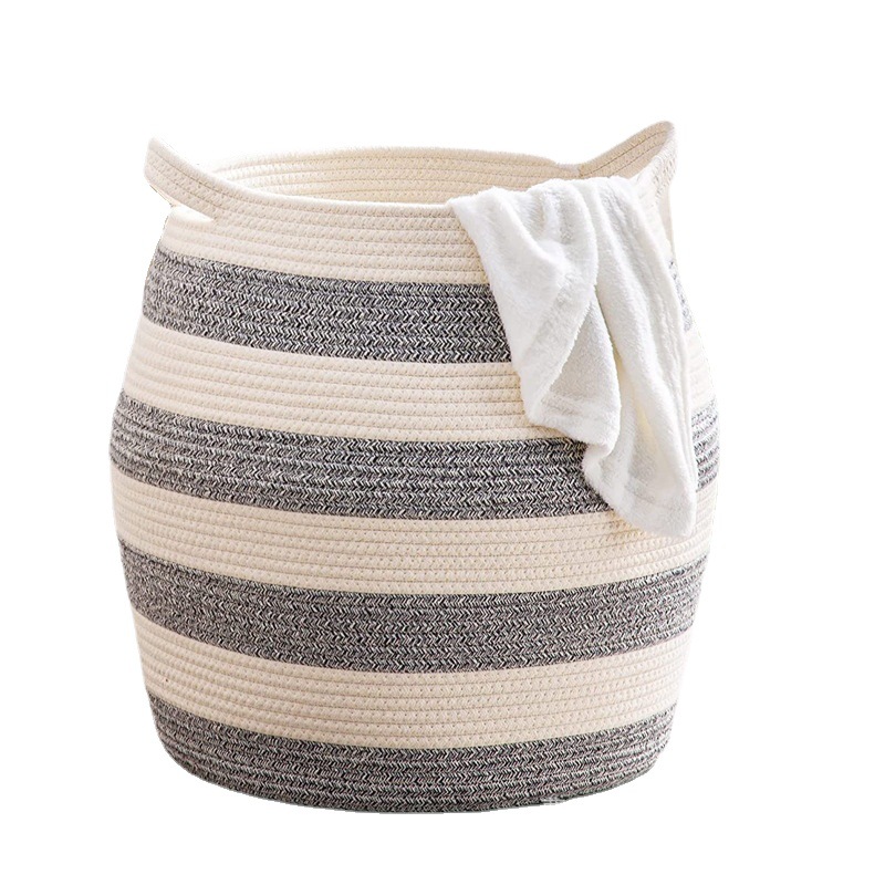 Large Collapsible Cotton Rope Laundry Basket