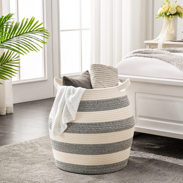 Large Collapsible Cotton Rope Laundry Basket
