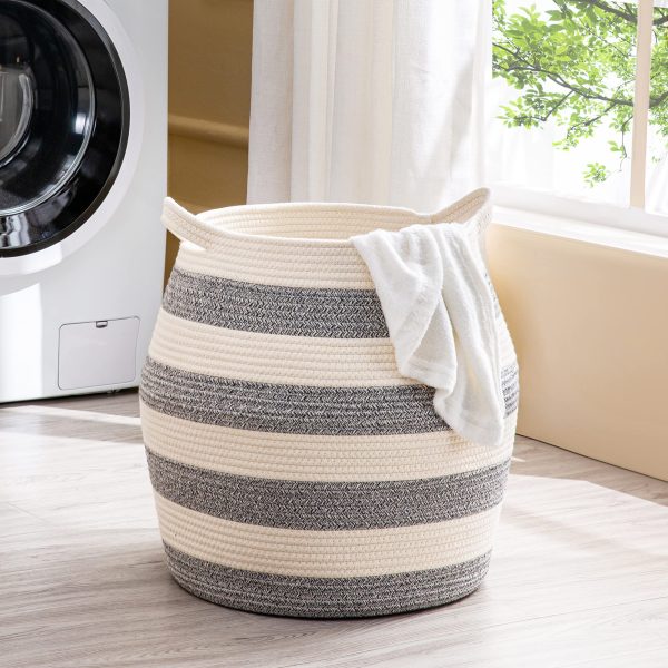 Large Collapsible Cotton Rope Laundry Basket