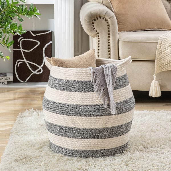Large Collapsible Cotton Rope Laundry Basket