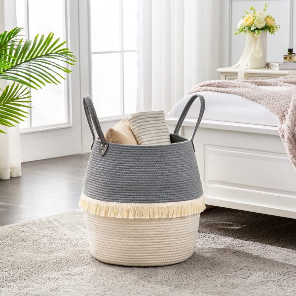 Large Collapsible Cotton Rope Laundry Basket