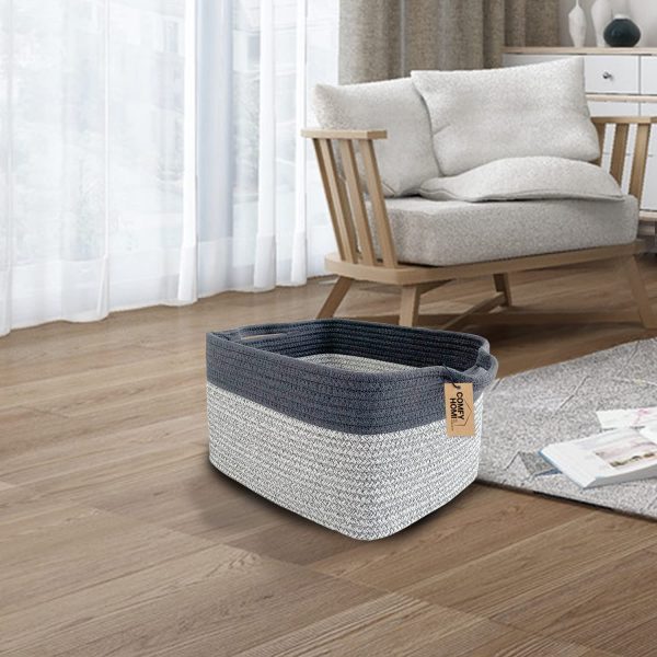 Medium Rectangle Soft Cotton Rope Laundry Basket