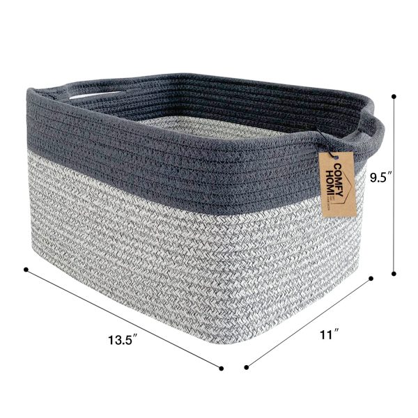 Medium Rectangle Soft Cotton Rope Laundry Basket