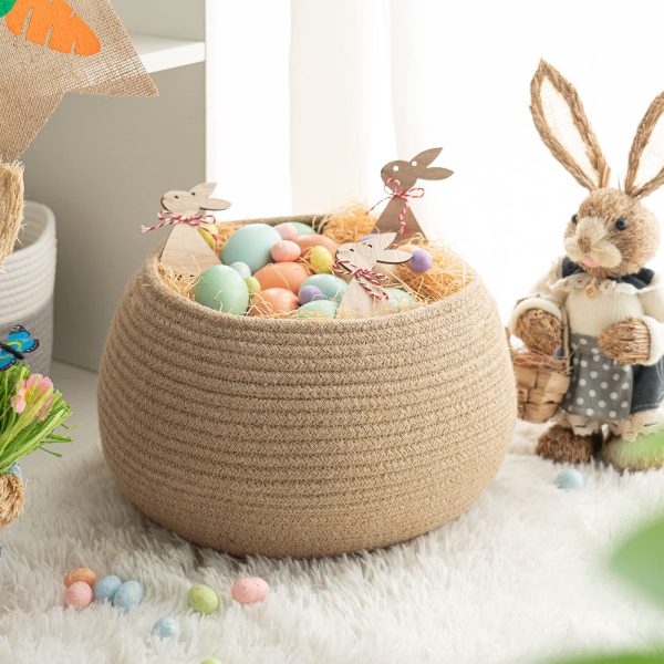 Cute Round Cotton Rope Jute Laundry Basket