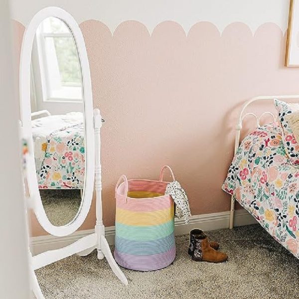Rainbow Cotton Rope Laundry Basket