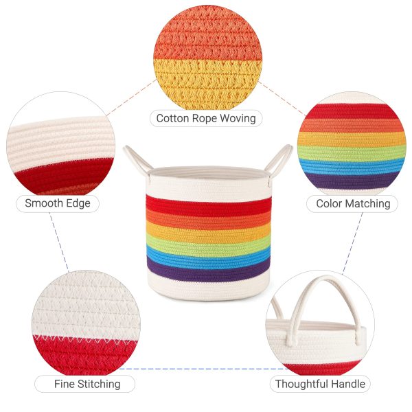 Rainbow Cotton Rope Woven Storage Laundry Basket