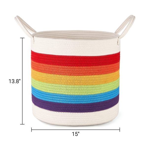 Rainbow Cotton Rope Woven Storage Laundry Basket