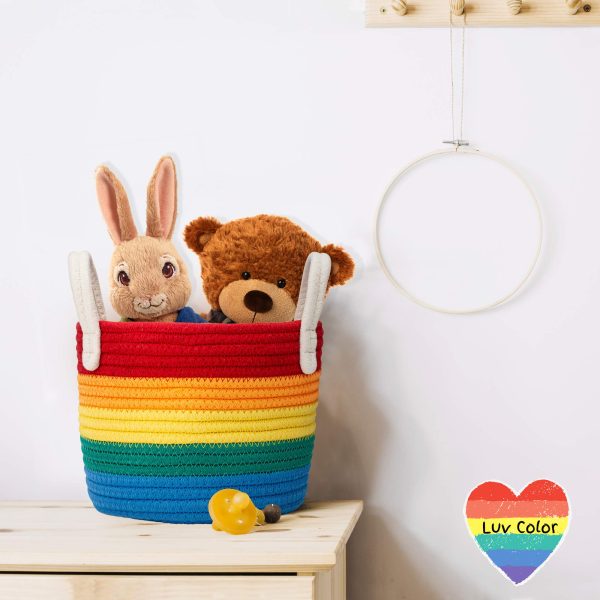 3 Pack Rainbow Cotton Woven Storage Baskets