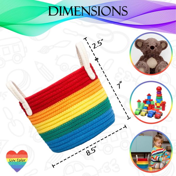 3 Pack Rainbow Cotton Woven Storage Baskets