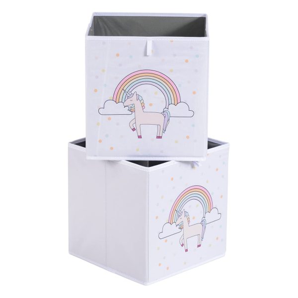6 Pack Collapsible Fabric Unicorns Rainbows Storage Laundry Basket