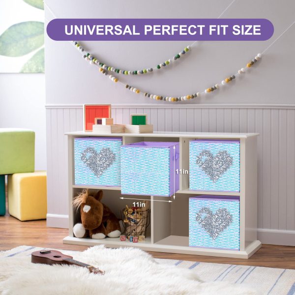 4Pcs Foldable Sequin Storage Laundry Baskets