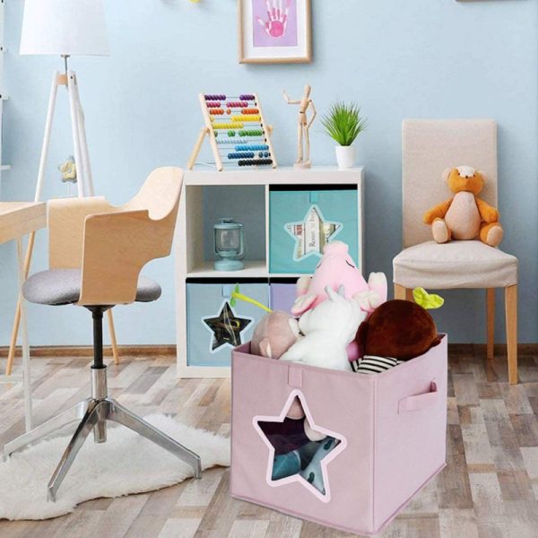 4 Pack Foldable Cube Storage Laundry Baskets