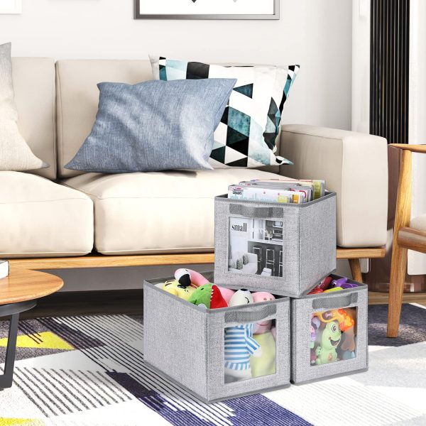 3 Pack Foldable Fabric Storage Laundry Baskets