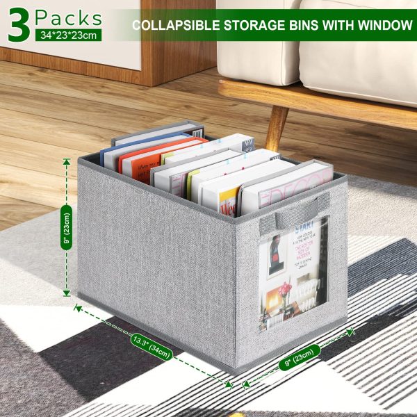 3 Pack Foldable Fabric Storage Laundry Baskets