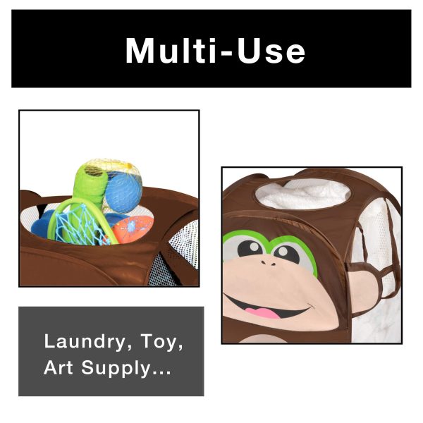 Foldable Pop Up Monkey Laundry Basket
